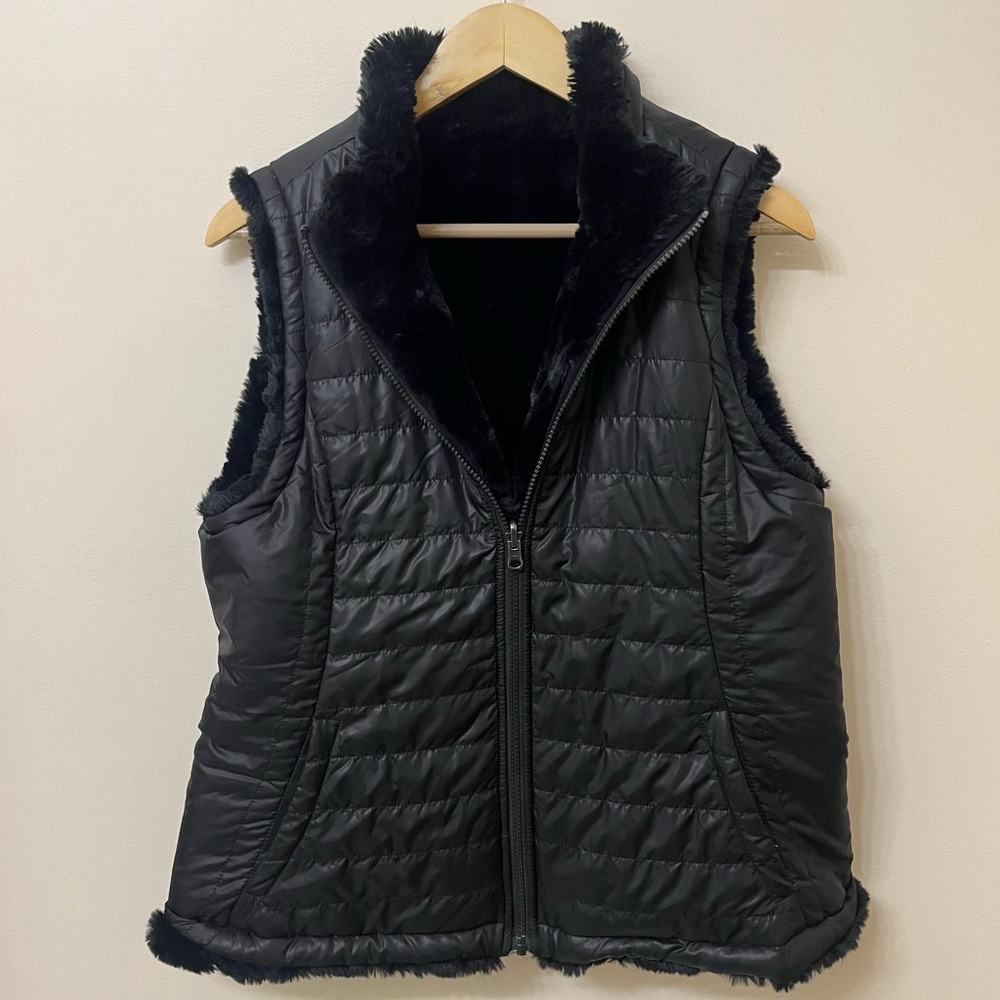 STUNNING Reversible Black Puffer and Faux Fur Vest
